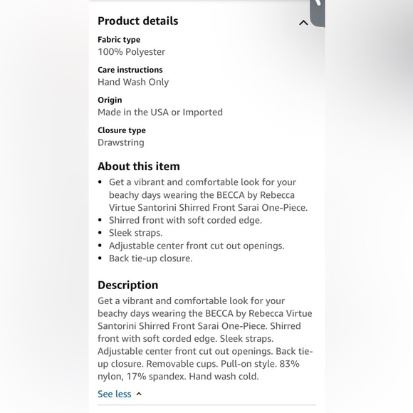 Becca Women’s One piece Swimsuit Pink Santorini Shirred Front Peep Holes NEW S - Picture 9 of 10